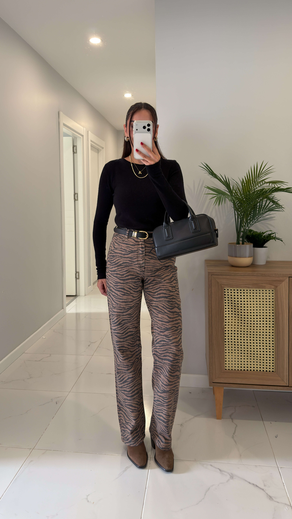 Vetta Vizon Zebra Desenli Straıght Jean