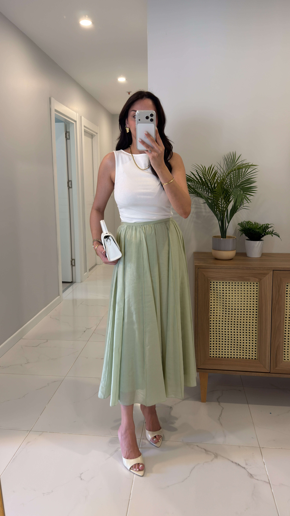 Vonke Yeşil Astarlı Tensel Etek