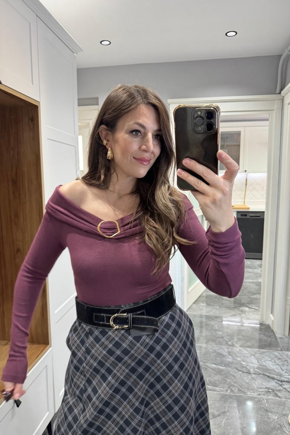 BluzAurine Metal Tokalı Bluz Bordo