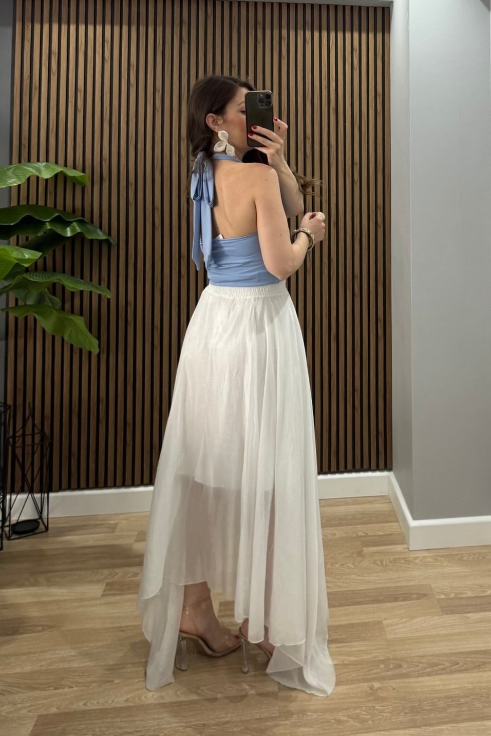BluzBoyun Bağlamalı Halter Crop Bluz Bebe Mavi
