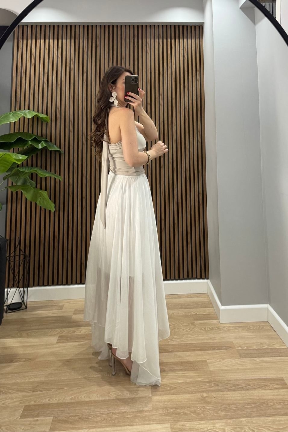 BluzBoyun Bağlamalı Halter Crop Bluz Bej