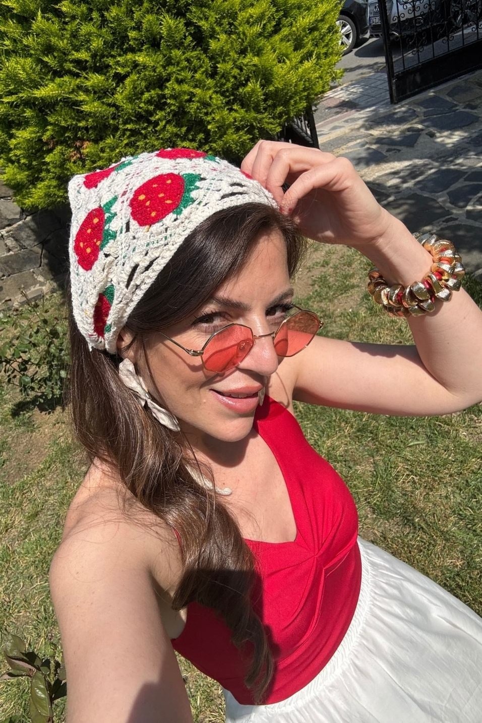 BluzBoyun Bağlamalı Halter Crop Bluz Kırmızı