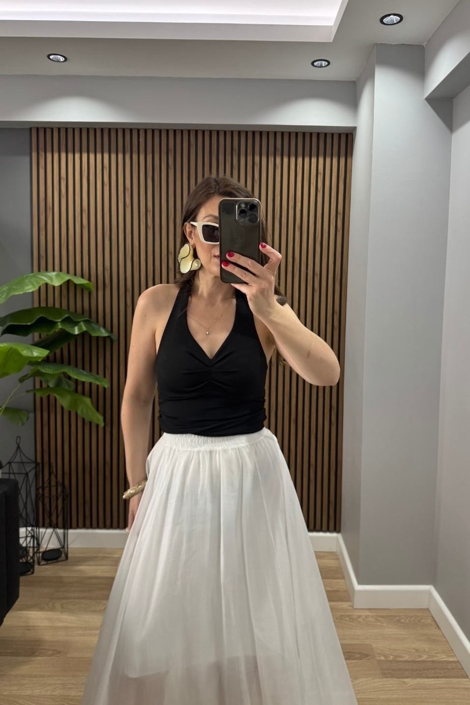BluzBoyun Bağlamalı Halter Crop Bluz Siyah