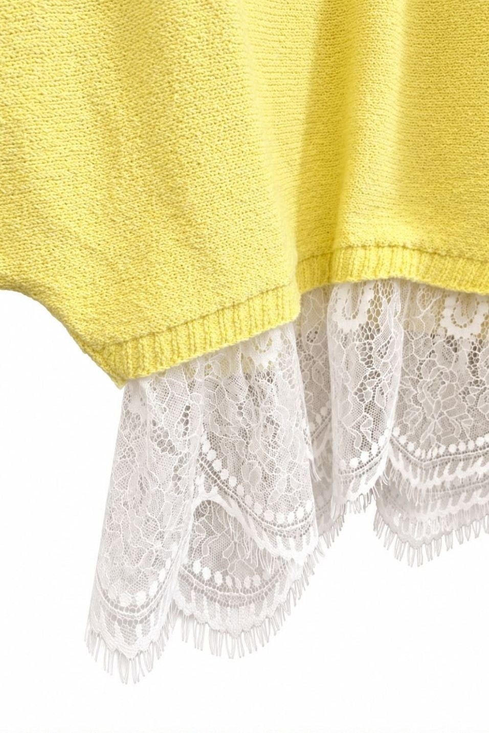 BluzElara Dantel Detaylı Triko Bluz Sarı