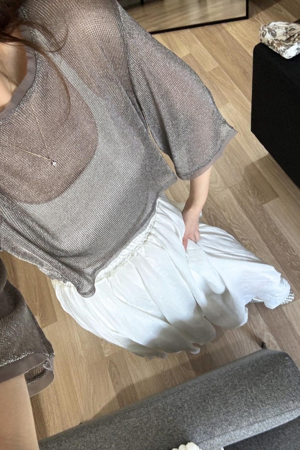 BluzElara Işıltılı Bluz Gümüş