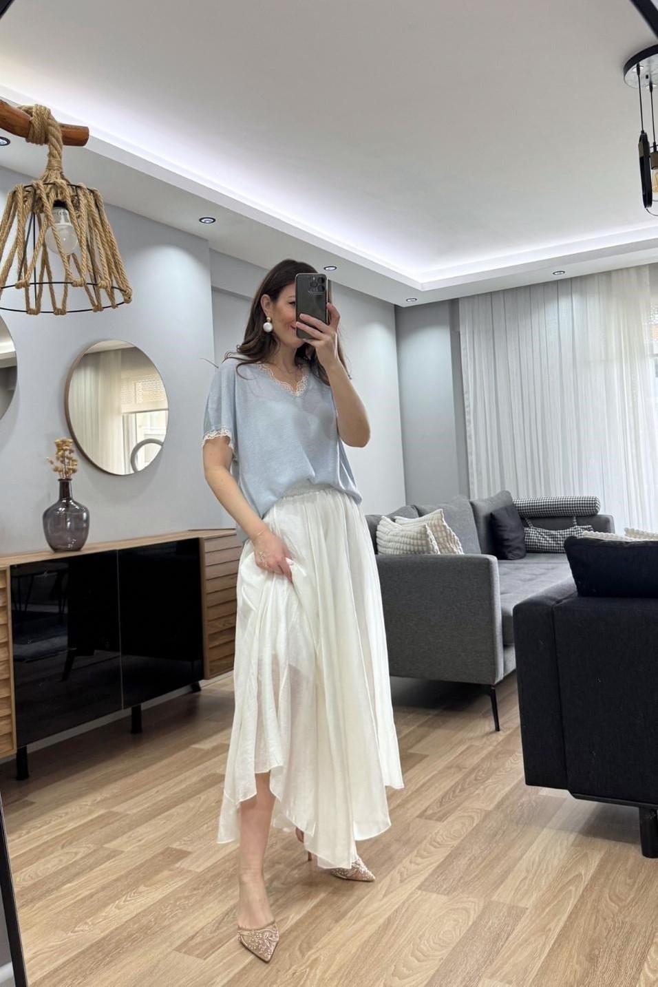BluzMirelle Dantel Detaylı Bluz Mavi