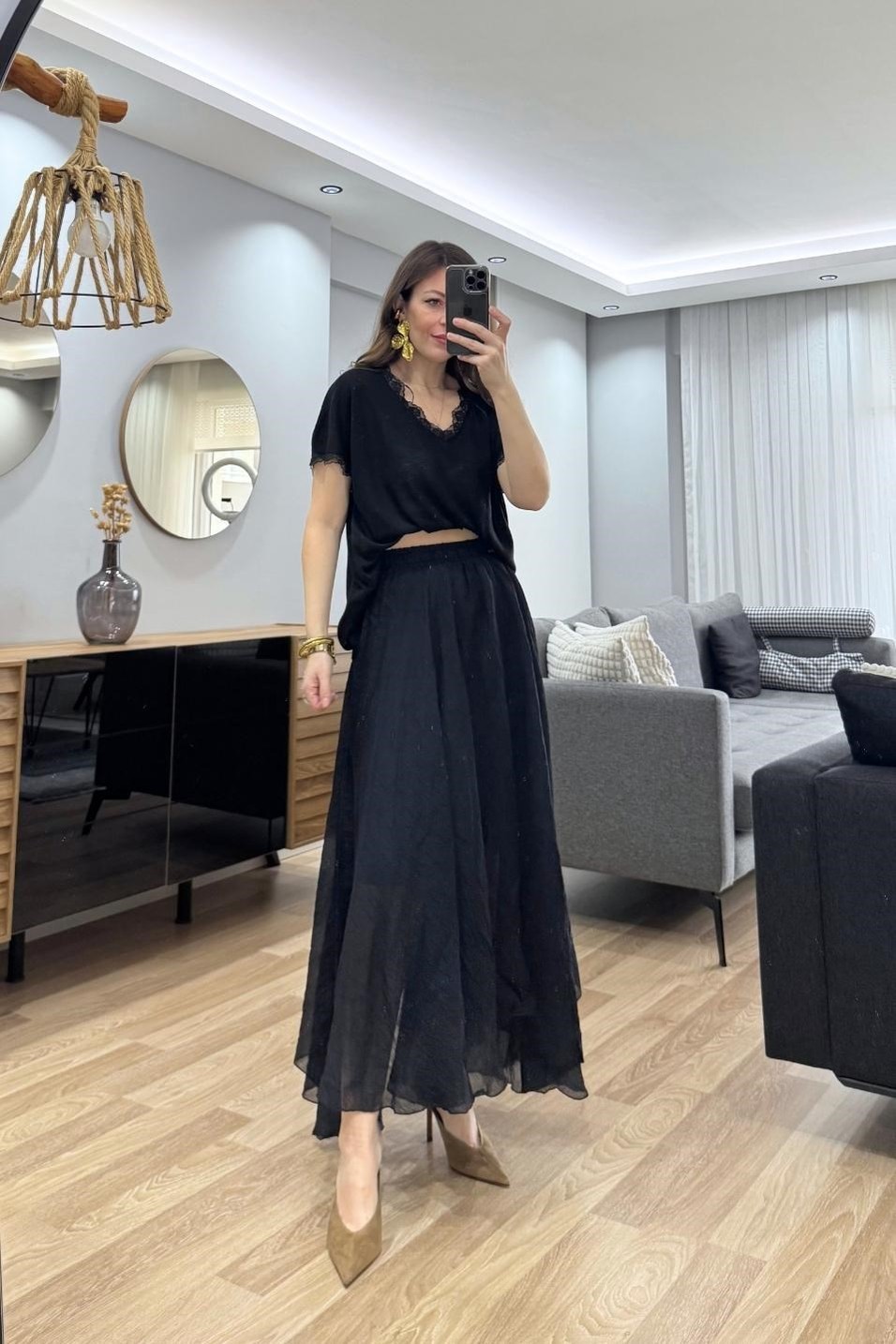 BluzMirelle Dantel Detaylı Bluz Siyah
