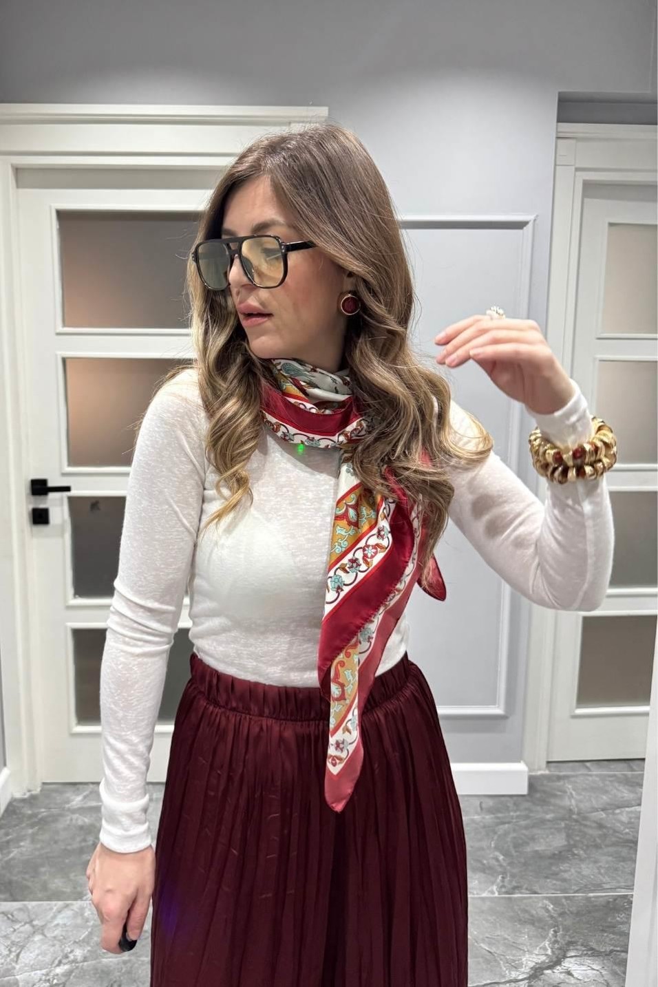 BluzSıfır Yaka Basic Bluz Beyaz