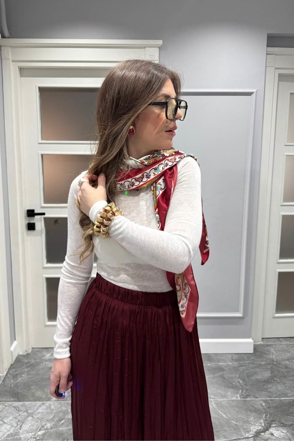 BluzSıfır Yaka Basic Bluz Beyaz