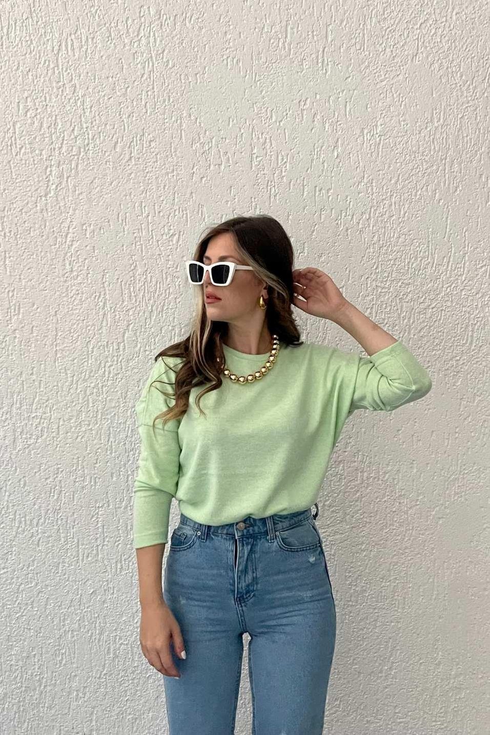 BluzYumuşak Dokulu Tunik Mint