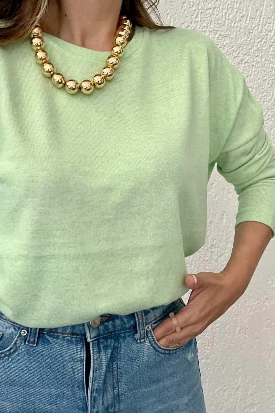 BluzYumuşak Dokulu Tunik Mint