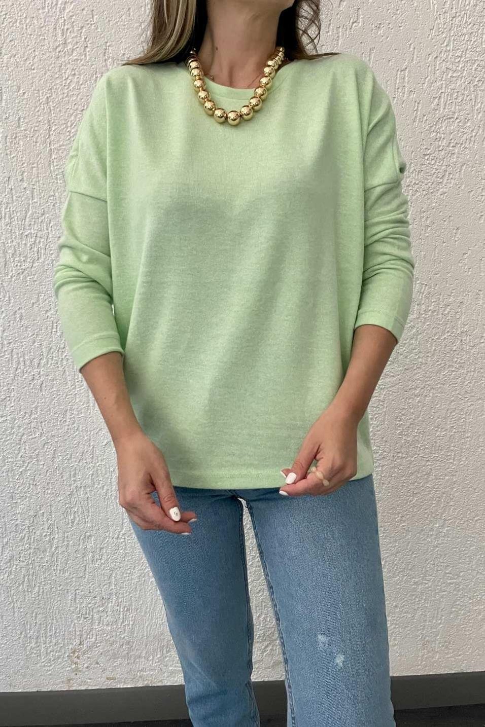 BluzYumuşak Dokulu Tunik Mint