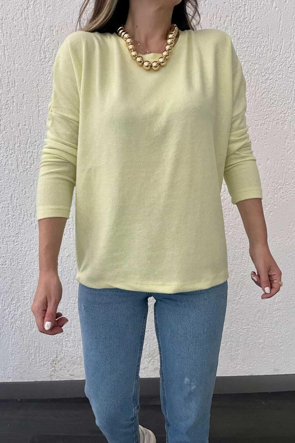 BluzYumuşak Dokulu Tunik Sarı