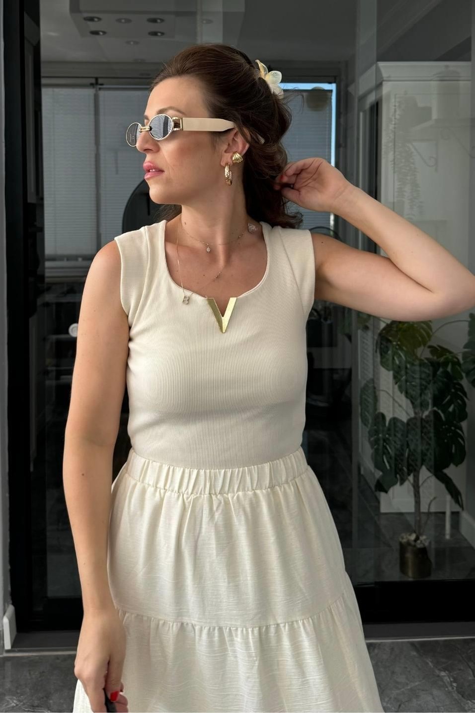 BodyMarka Model V Plakalı Body Ekru