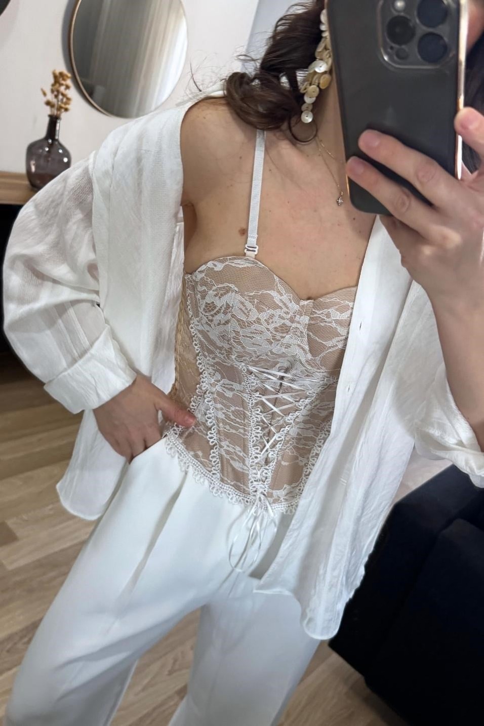 BüstiyerCeleste Dantel Korse Büstiyer Bej
