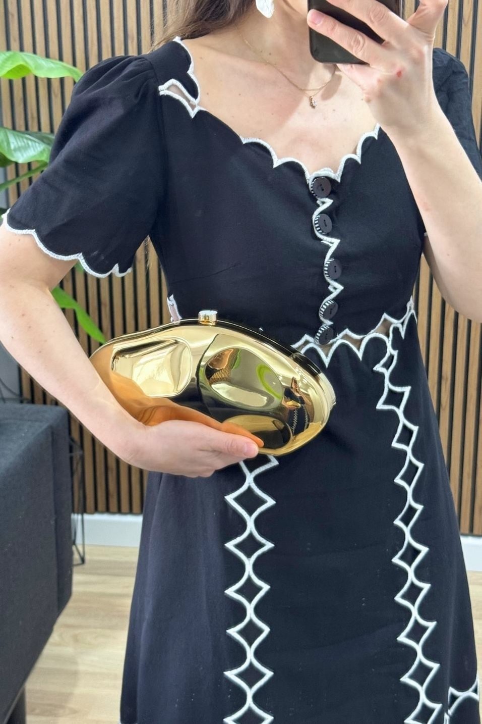 ÇantaDalgalı Clutch Çanta Gold