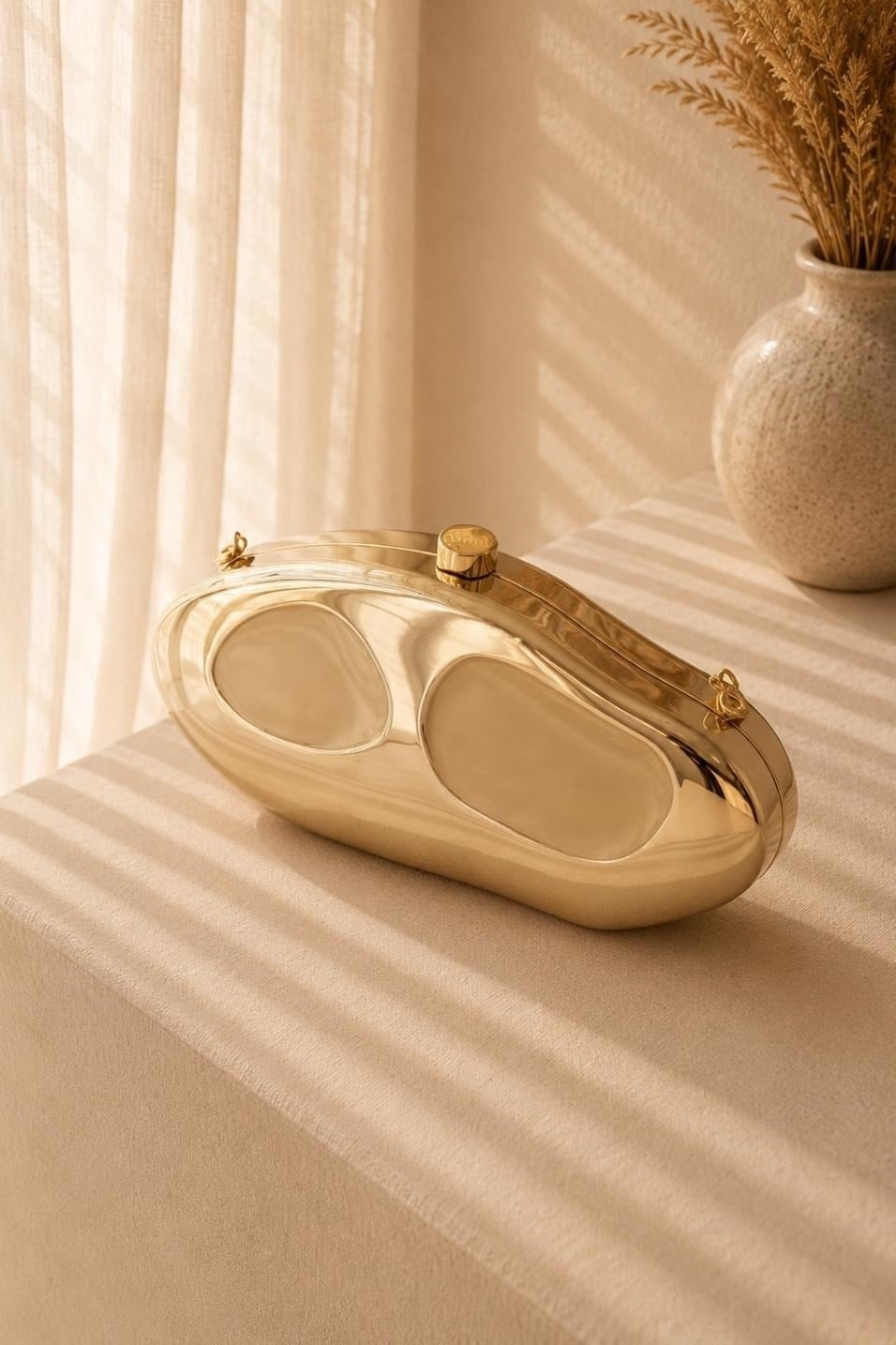 ÇantaDalgalı Clutch Çanta Gold