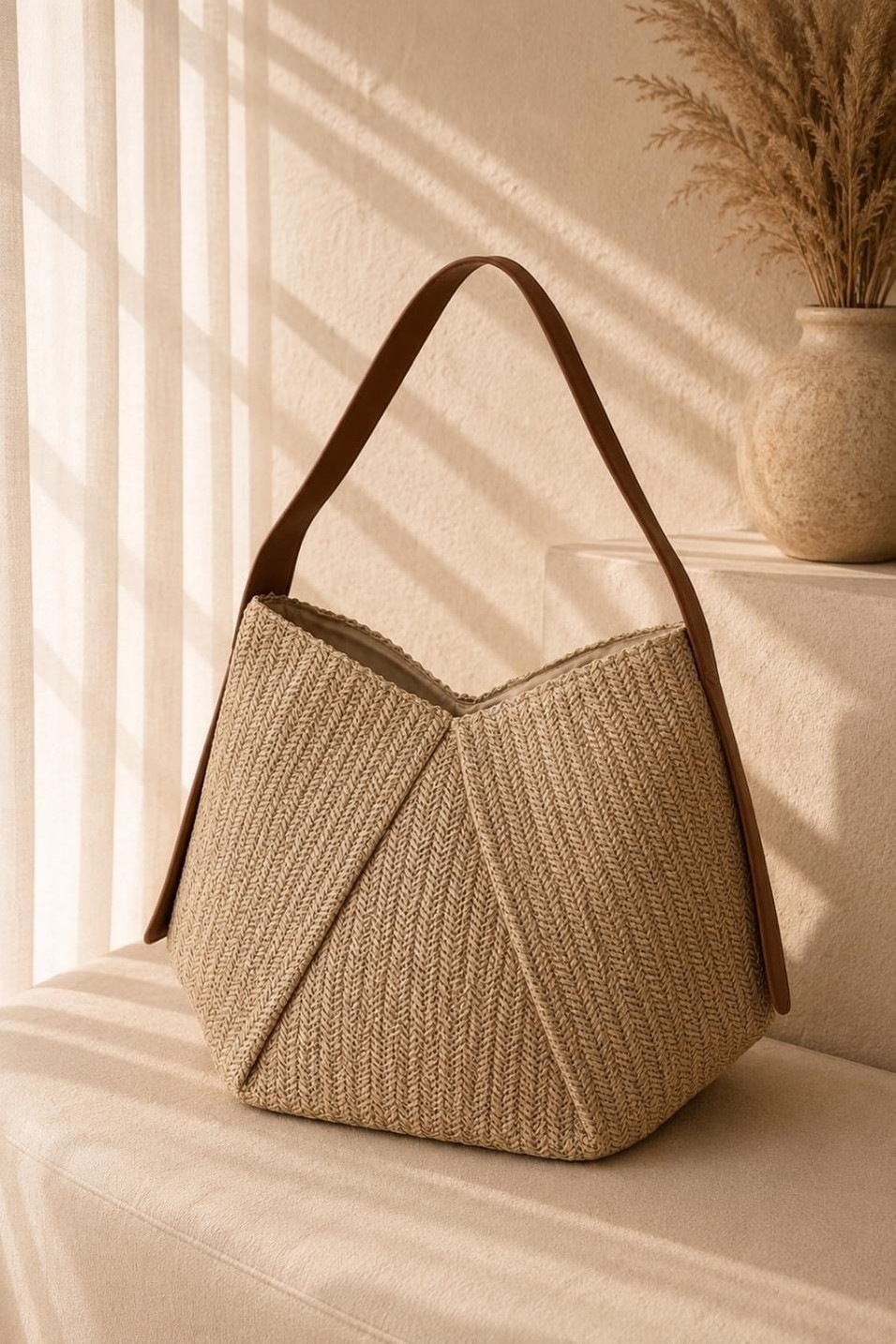 ÇantaÖrgü Gövdeli Tote Çanta Camel