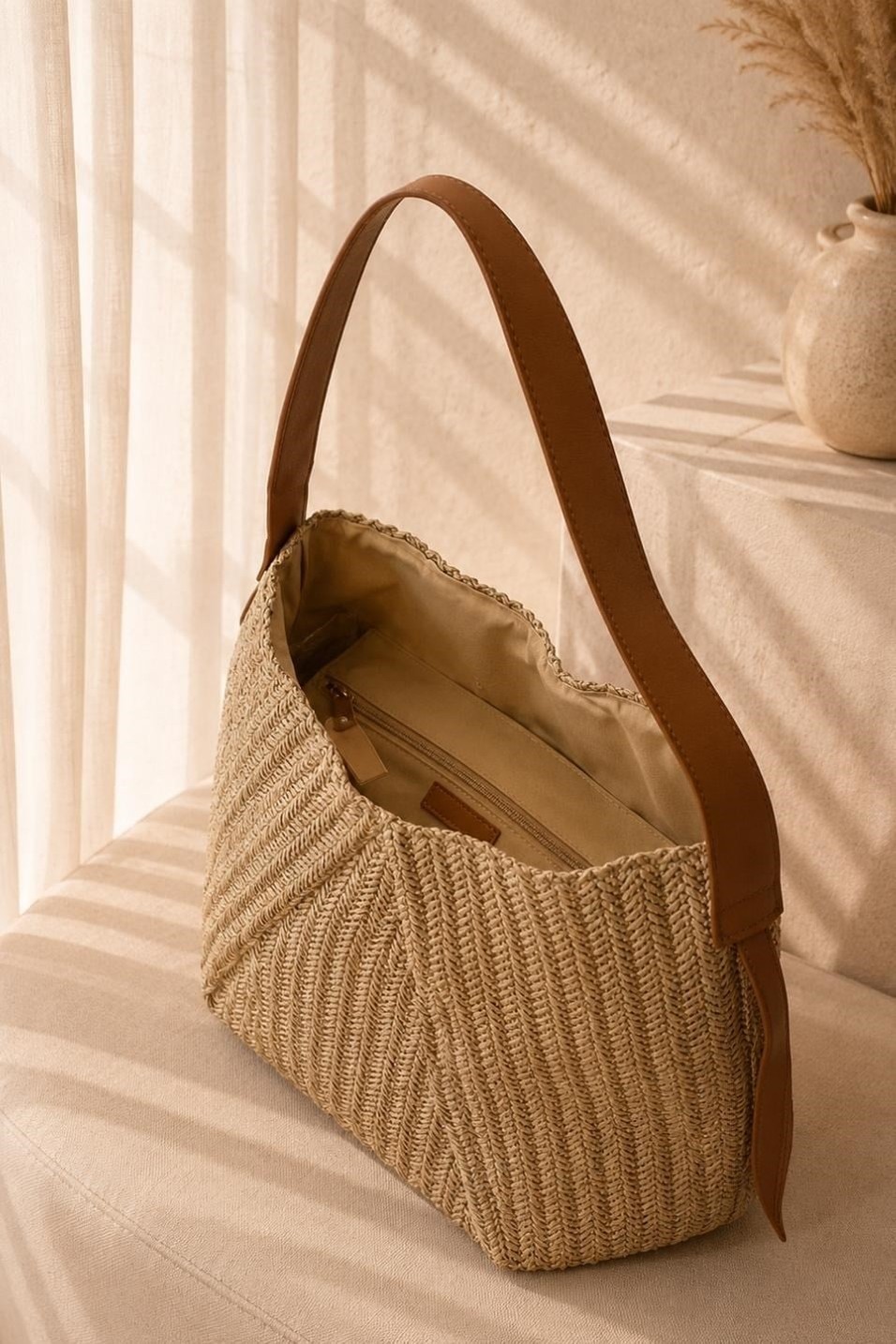 ÇantaÖrgü Gövdeli Tote Çanta Camel