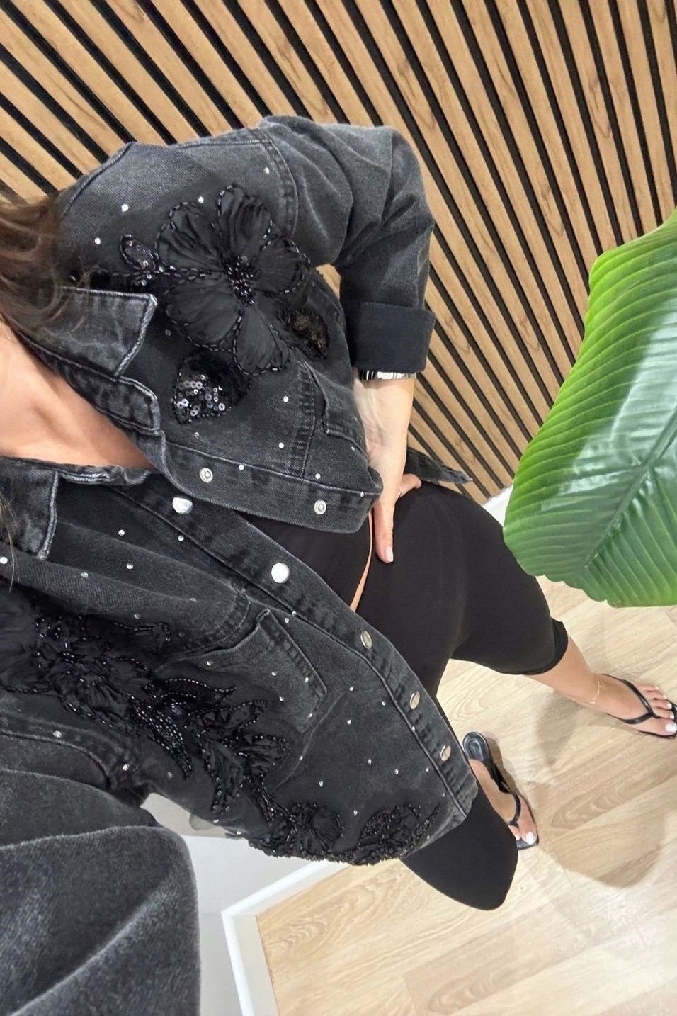 CeketAplikeli Denim Ceket Siyah