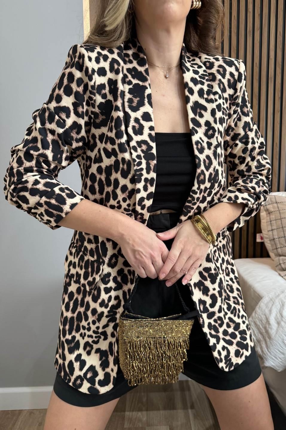CeketAstarlı Leopar Desen Blazer Ceket Multi Color