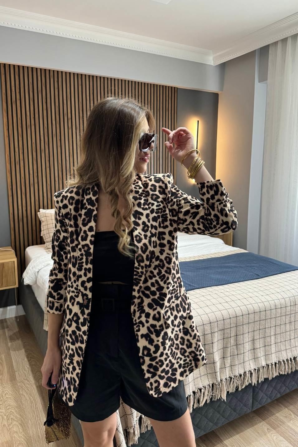 CeketAstarlı Leopar Desen Blazer Ceket Multi Color