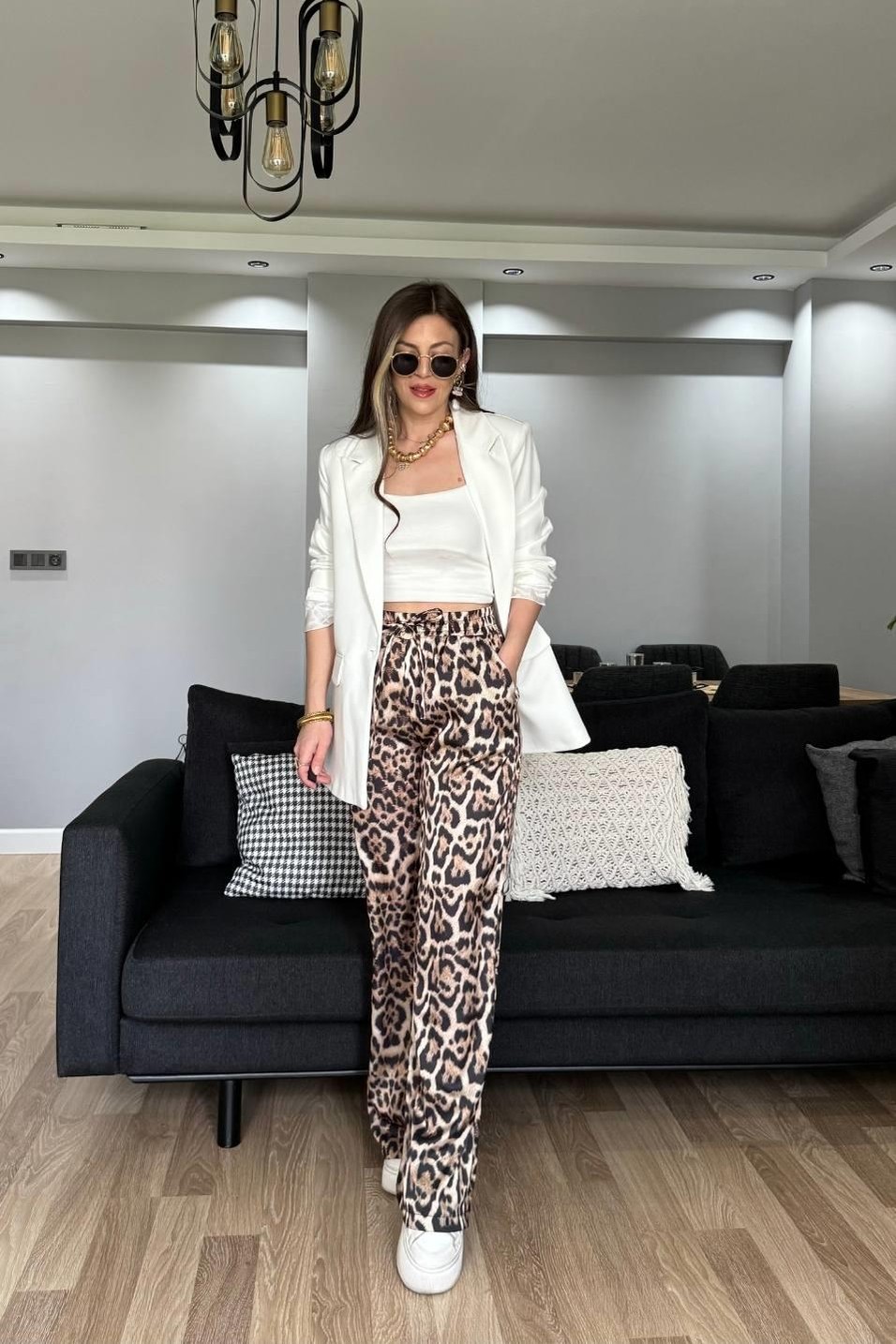 CeketAtlas Pileli Kol Blazer Ceket Beyaz