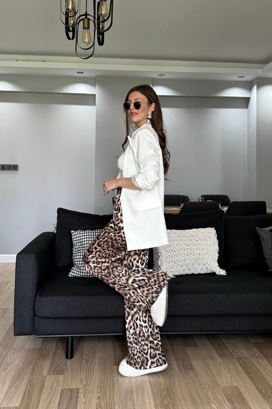 CeketAtlas Pileli Kol Blazer Ceket Beyaz