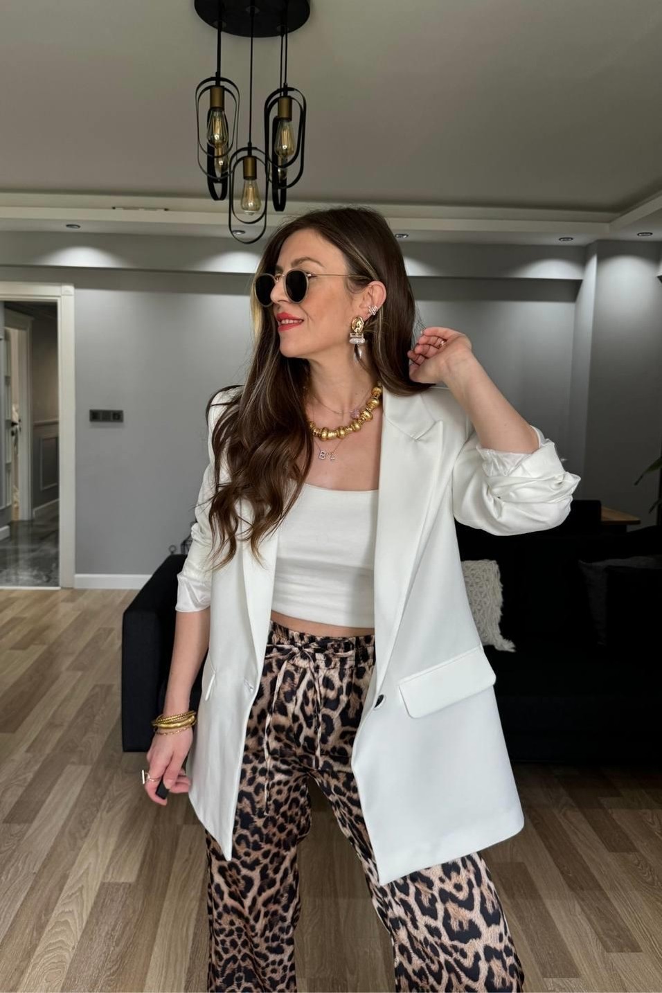 CeketAtlas Pileli Kol Blazer Ceket Beyaz