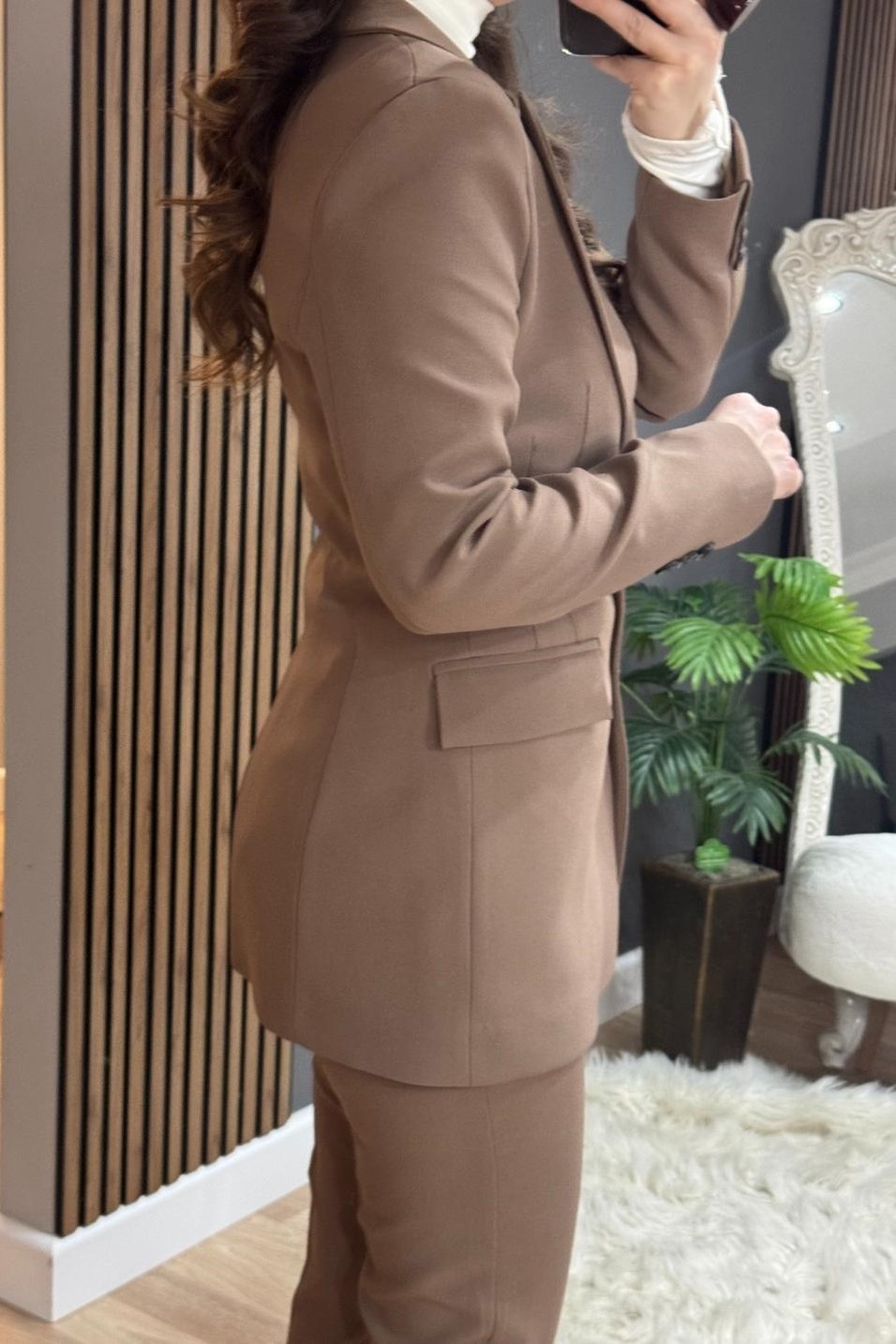 CeketBelden Oturtmalı Astarlı Blazer Ceket Açık Kahve