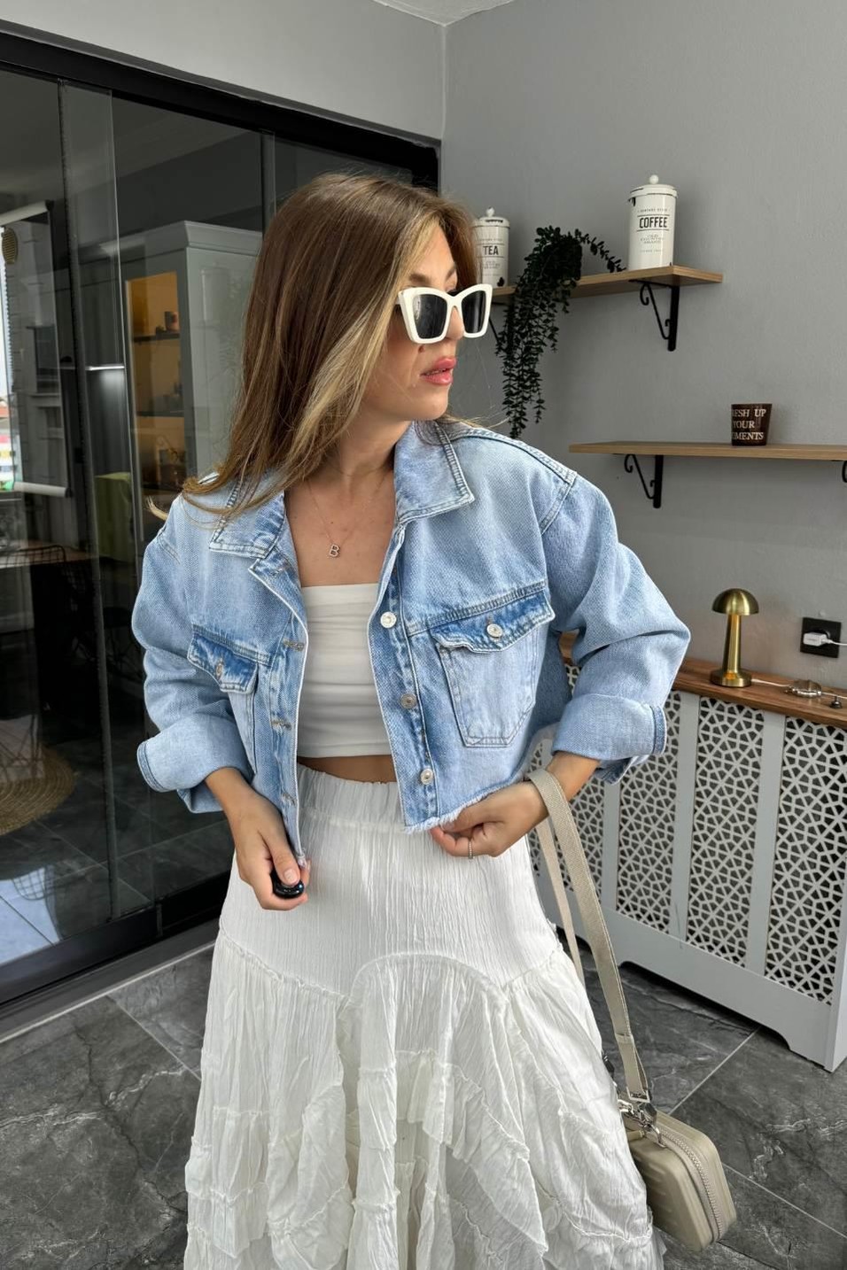 CeketDilvin Kısa Cepli Denim Ceket Mavi