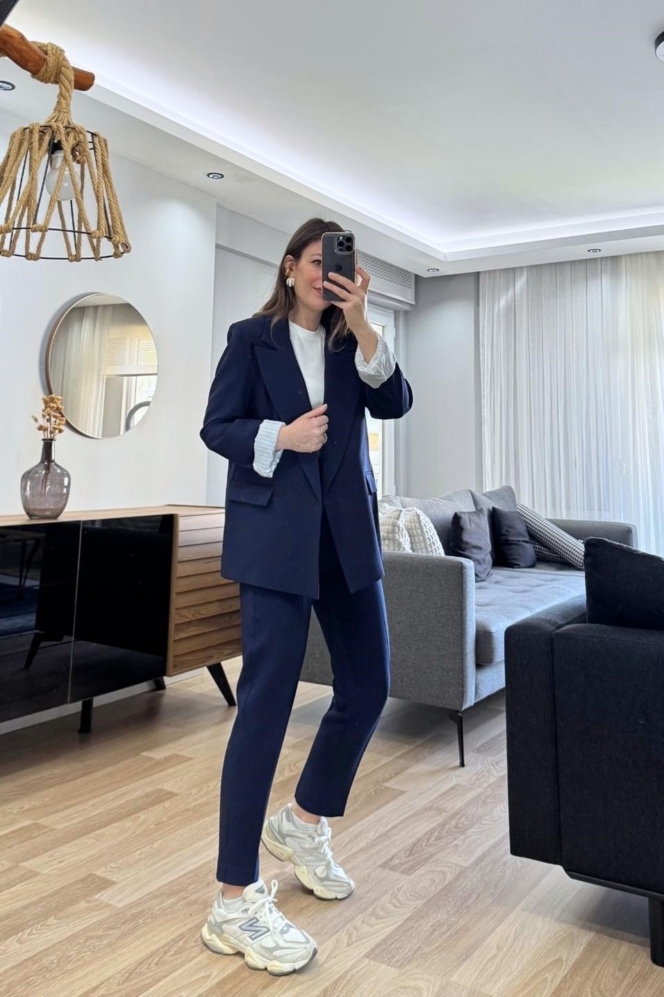 CeketKolu Katlamalı Astarlı Blazer Ceket Lacivert