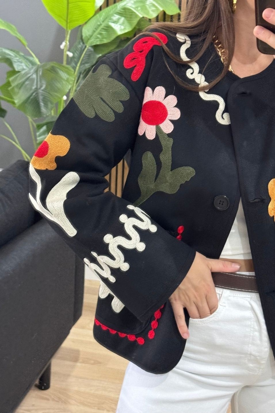 CeketMavera Nakış İşlemeli Tasarım Ceket Siyah