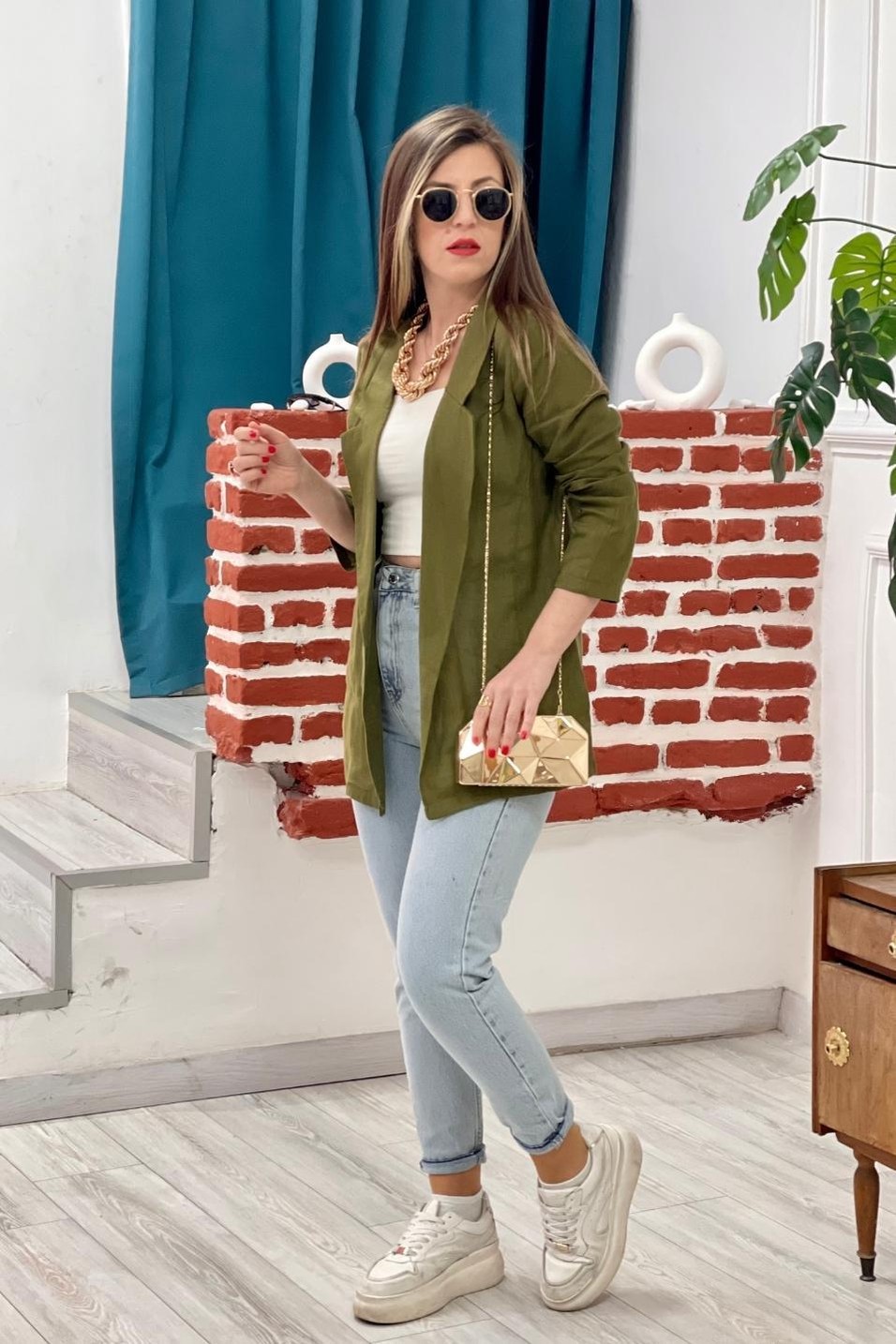 CeketMevsimlik Keten Ceket Haki Yeşil