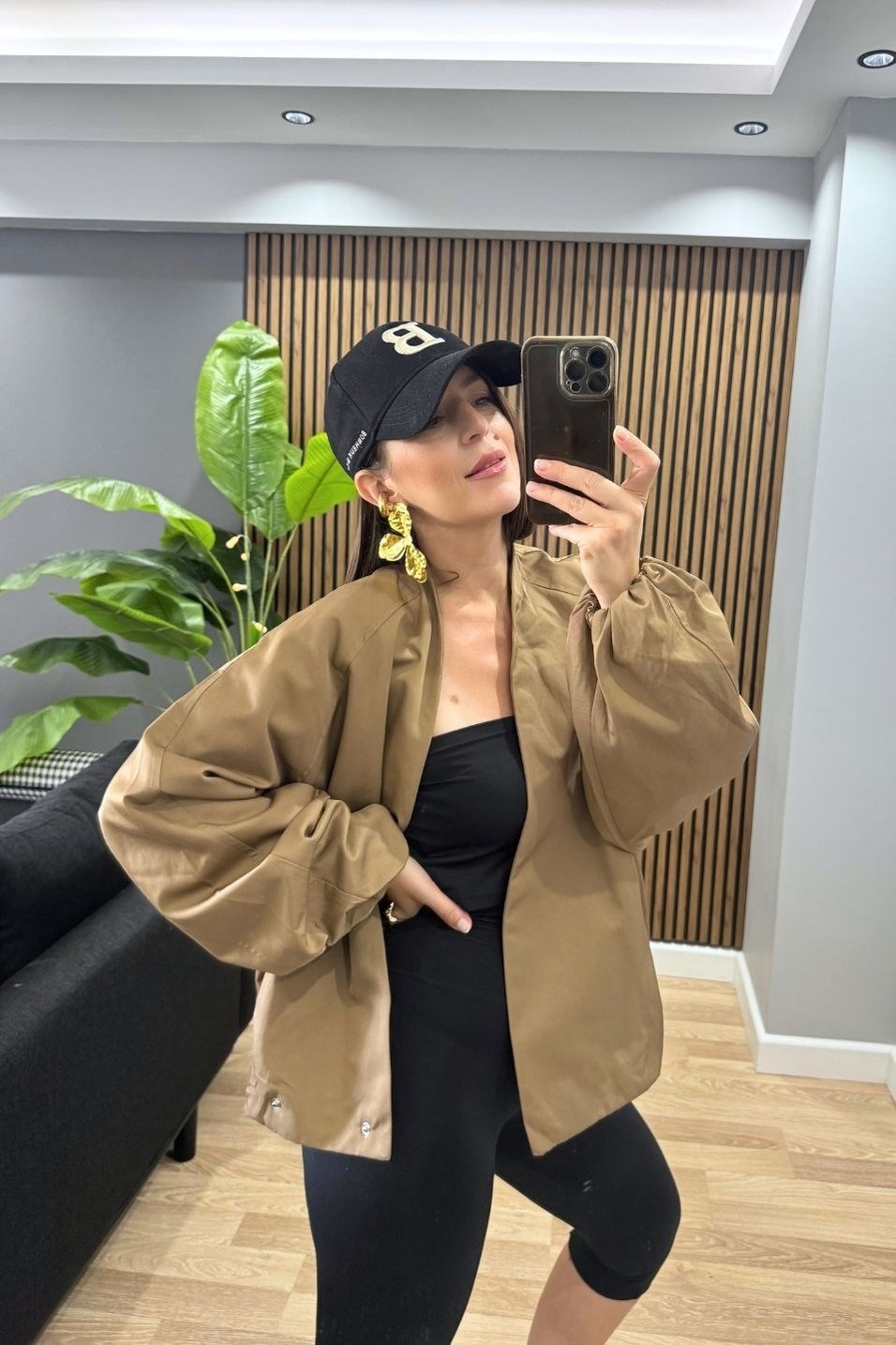 CeketNessa Çıtçıtlı Bomber Ceket Camel