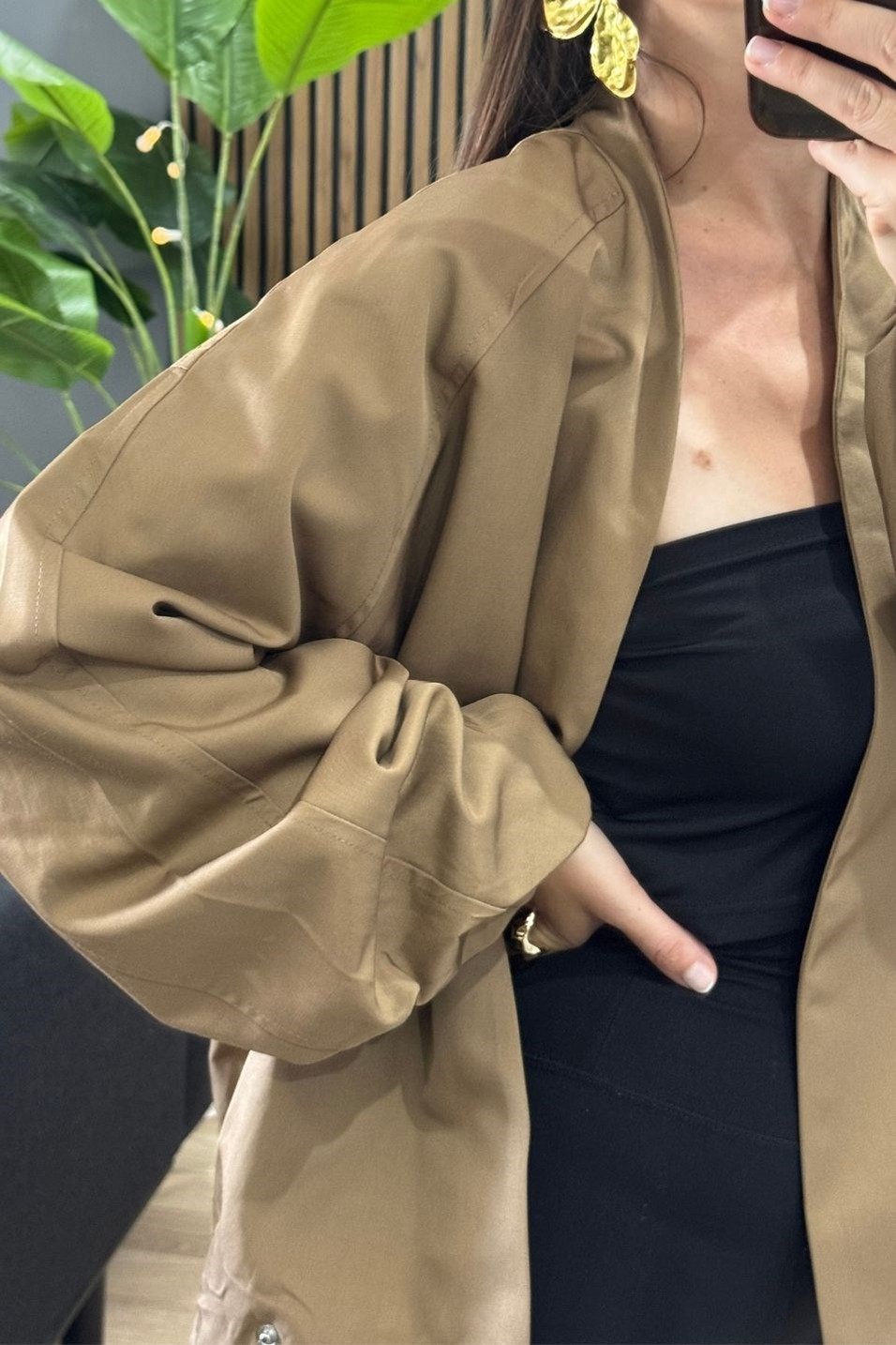CeketNessa Çıtçıtlı Bomber Ceket Camel