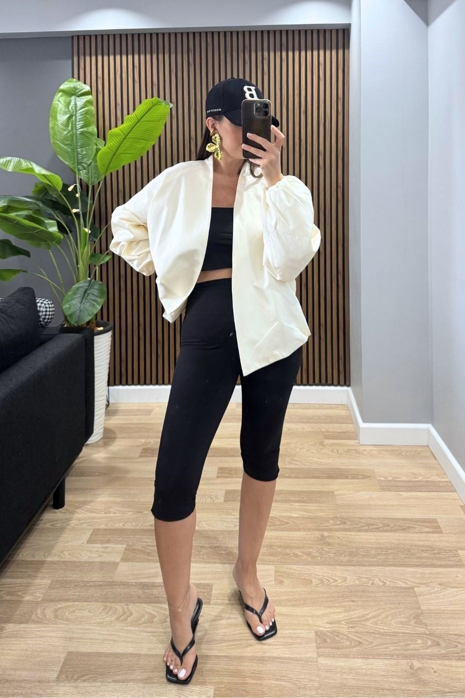 CeketNessa Çıtçıtlı Bomber Ceket Ekru