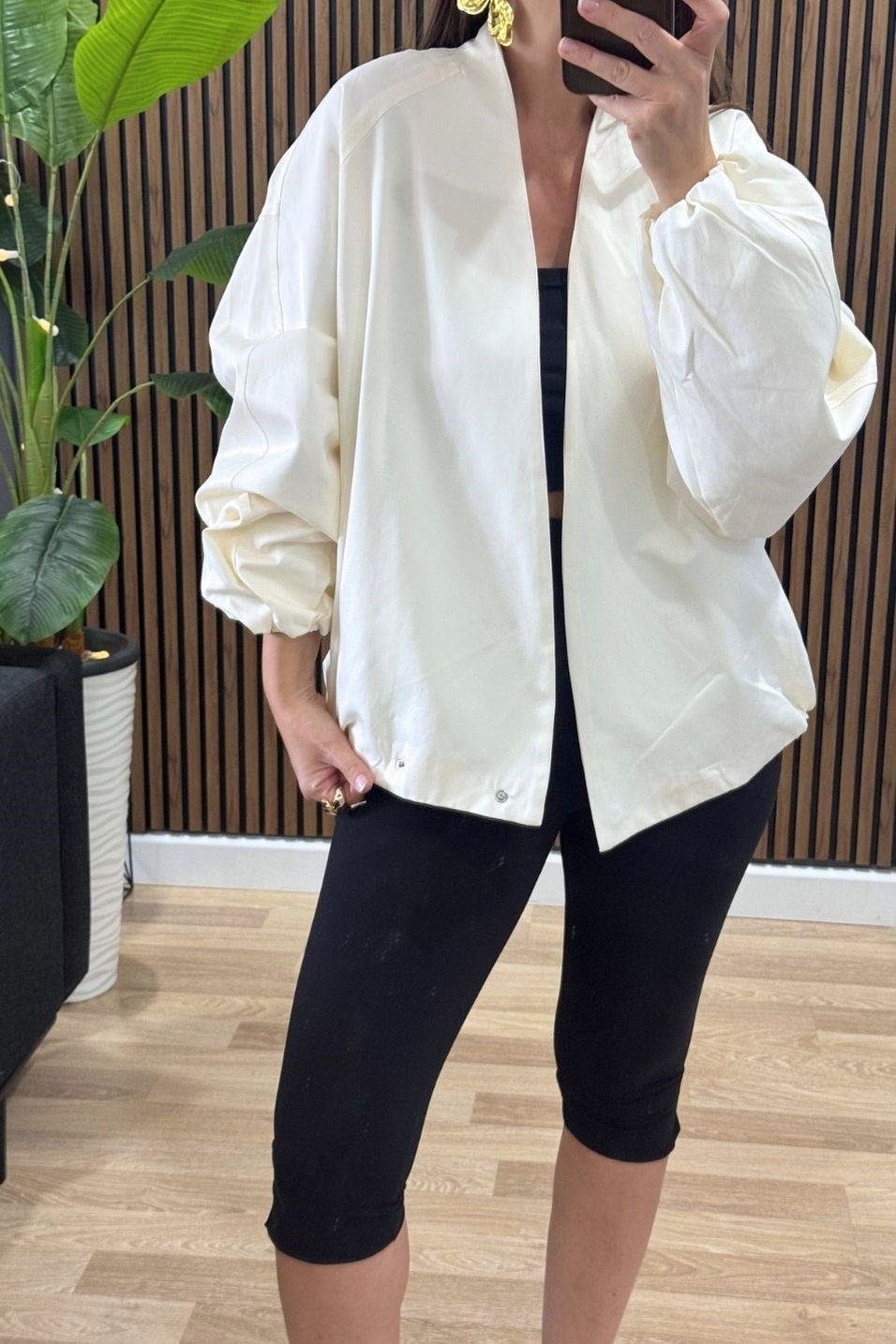 CeketNessa Çıtçıtlı Bomber Ceket Ekru