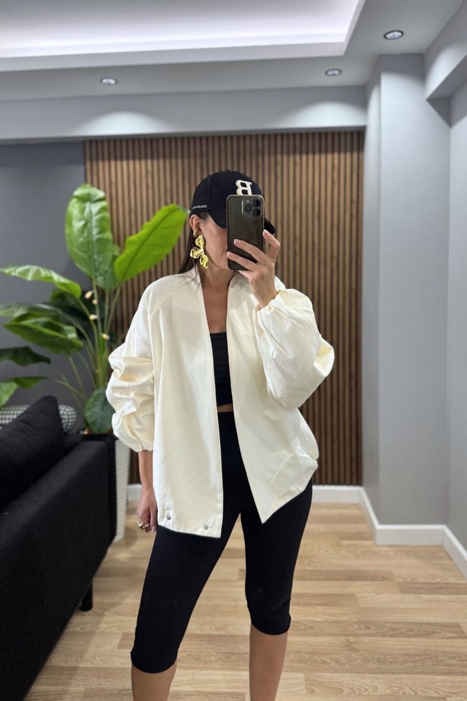 CeketNessa Çıtçıtlı Bomber Ceket Ekru