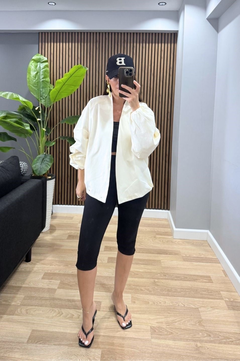 CeketNessa Çıtçıtlı Bomber Ceket Ekru