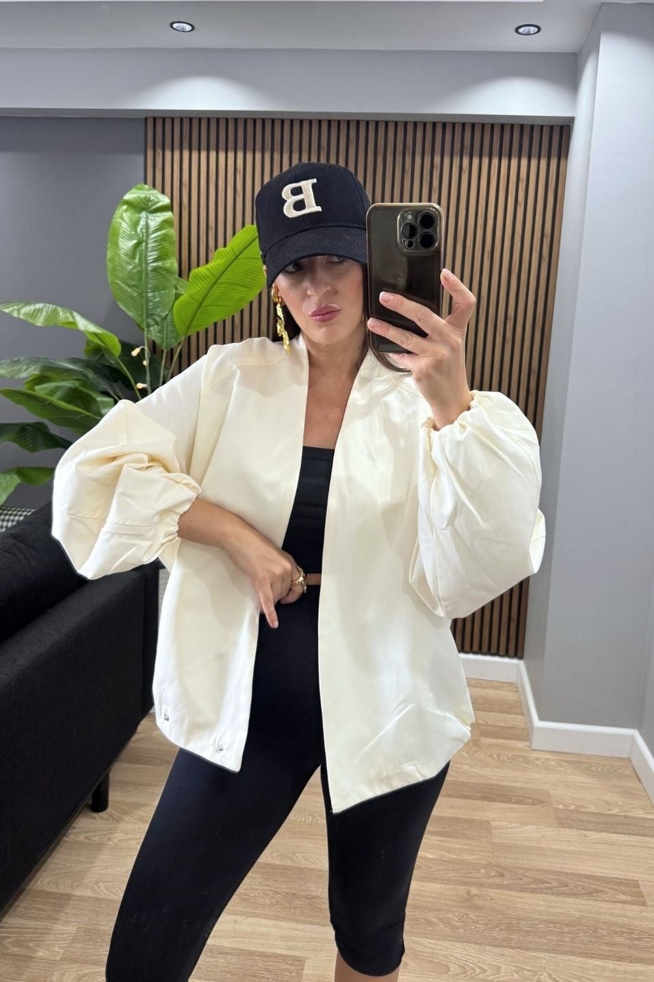 CeketNessa Çıtçıtlı Bomber Ceket Ekru
