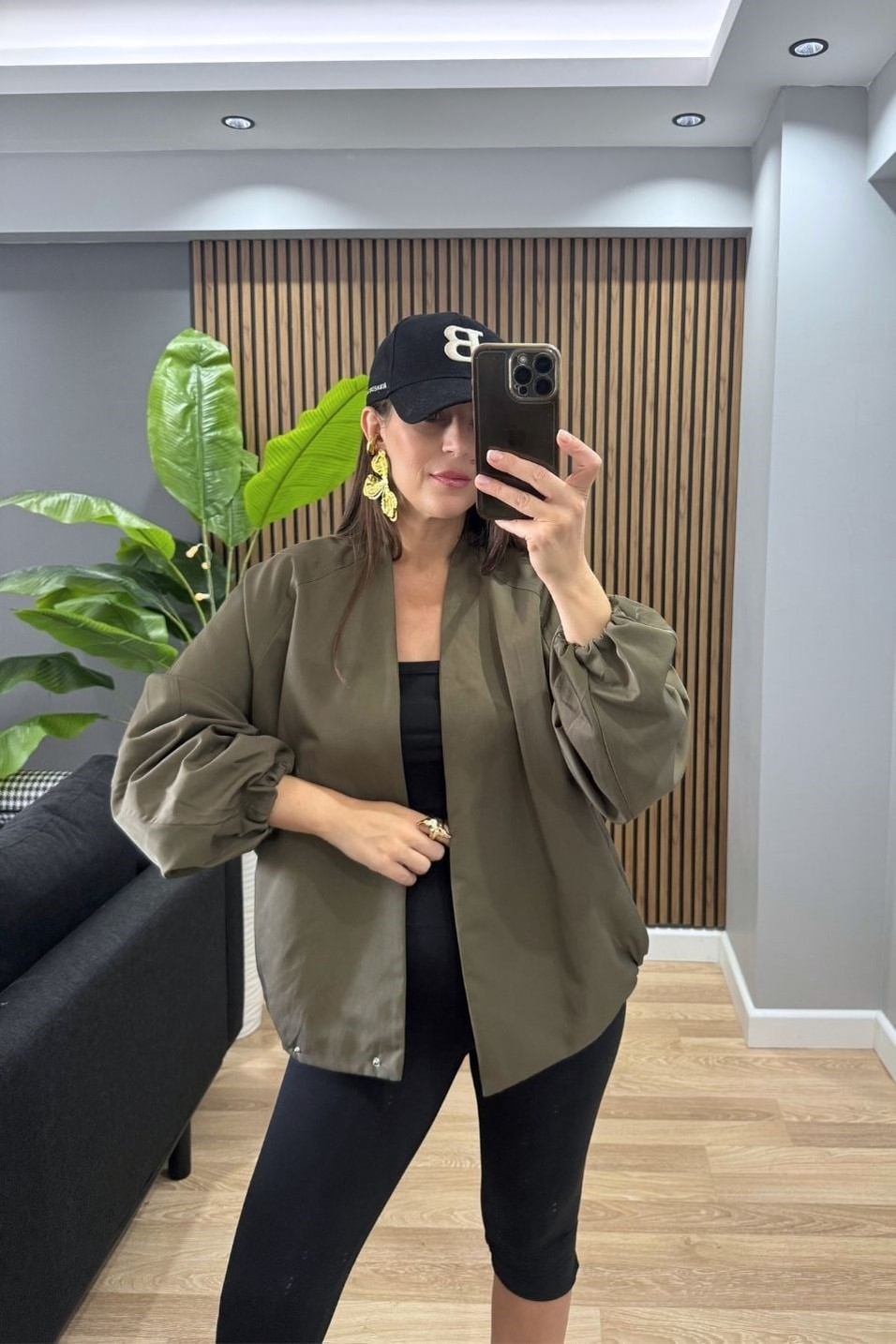CeketNessa Çıtçıtlı Bomber Ceket Haki Yeşil