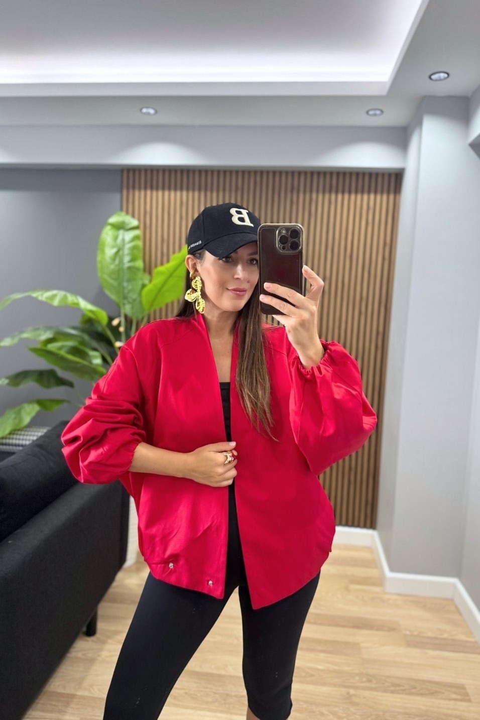 CeketNessa Çıtçıtlı Bomber Ceket Kırmızı