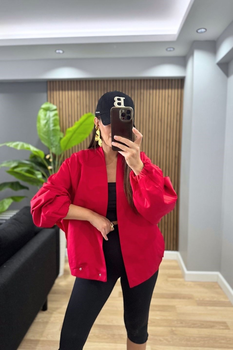 CeketNessa Çıtçıtlı Bomber Ceket Kırmızı