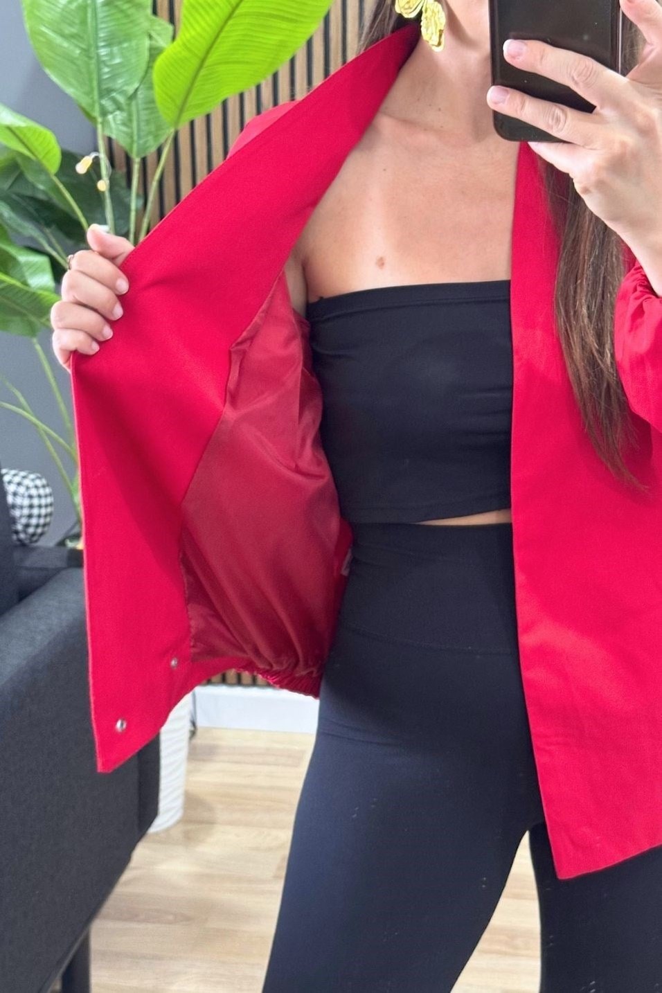 CeketNessa Çıtçıtlı Bomber Ceket Kırmızı