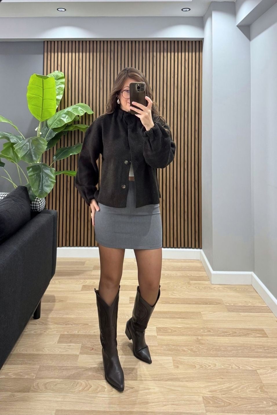 CeketNora Gizli Çıtçıtlı Triko Bomber Ceket Koyu Kahve