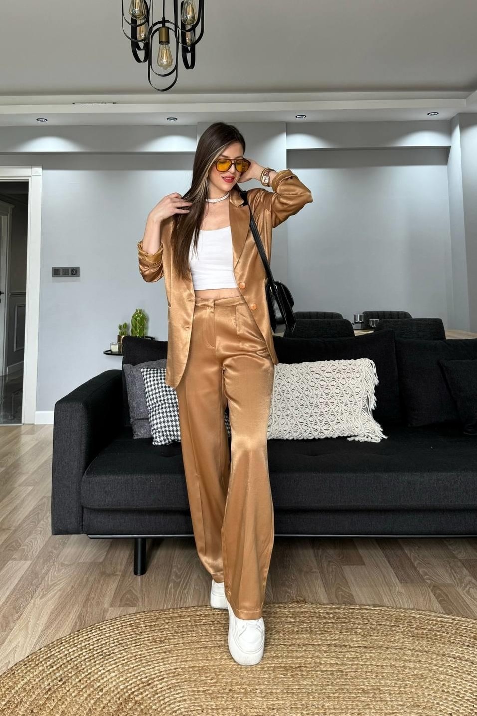 CeketSaten Blazer Ceket Camel