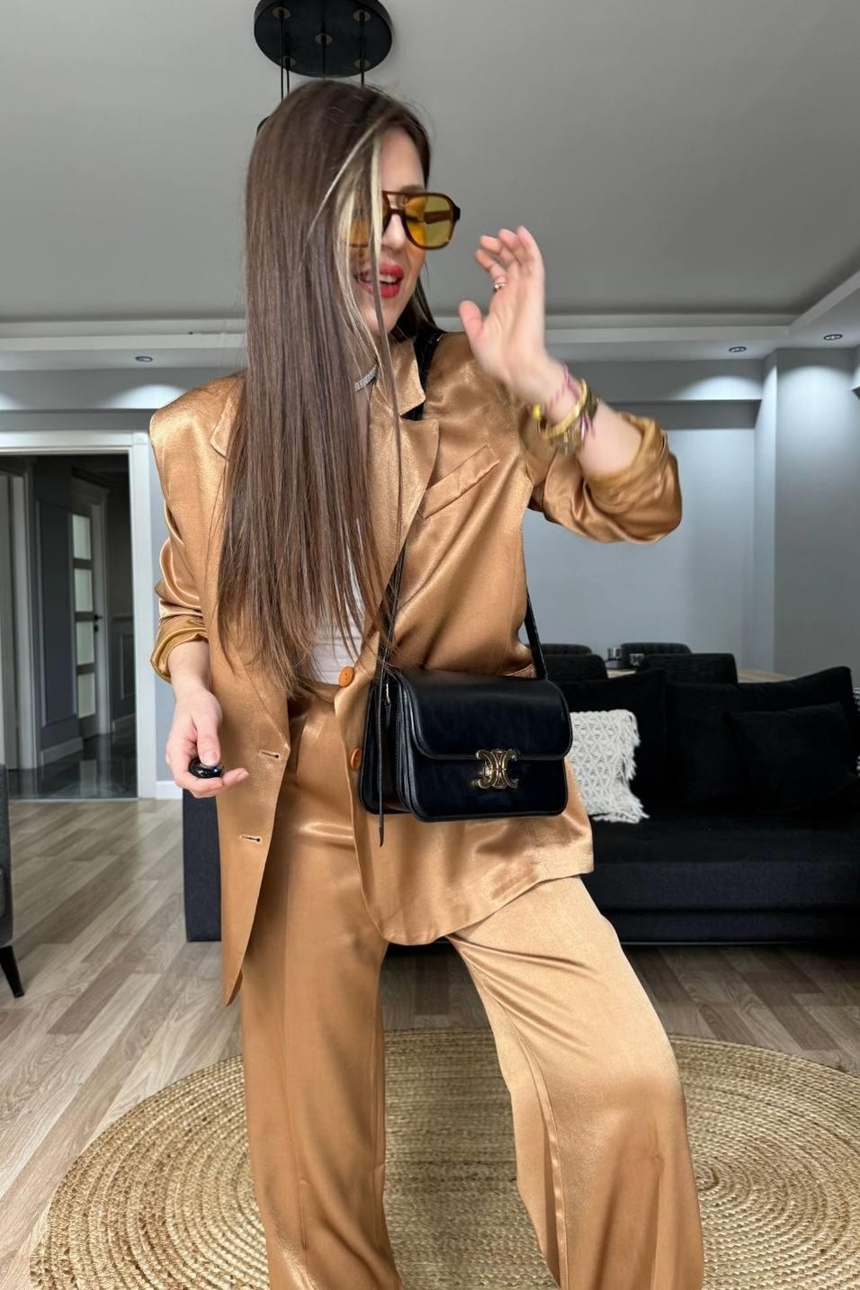 CeketSaten Blazer Ceket Camel