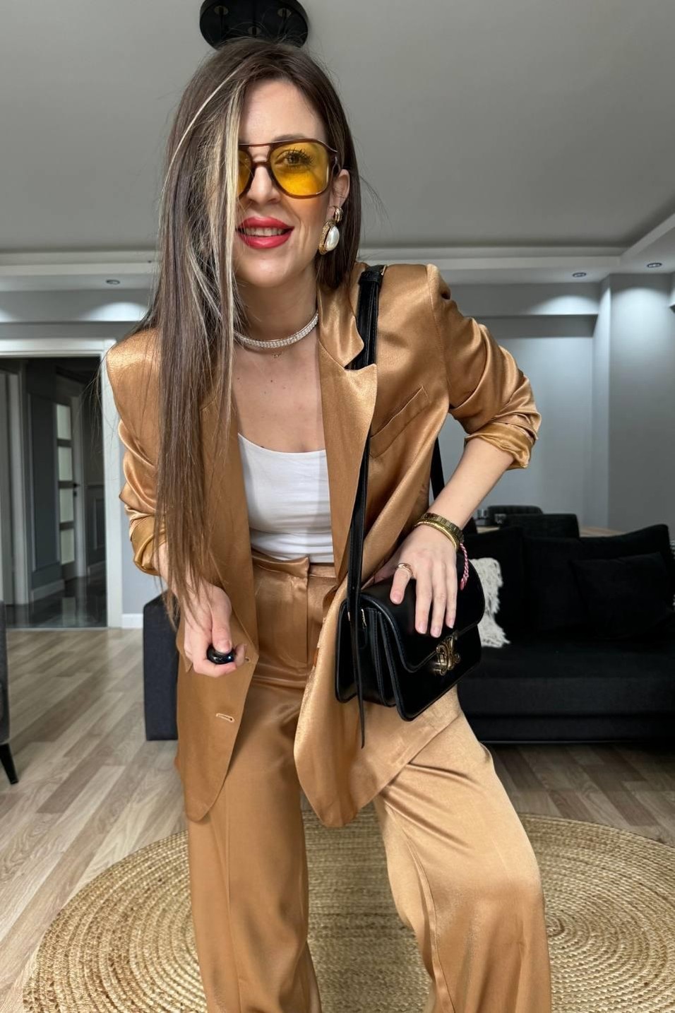 CeketSaten Blazer Ceket Camel