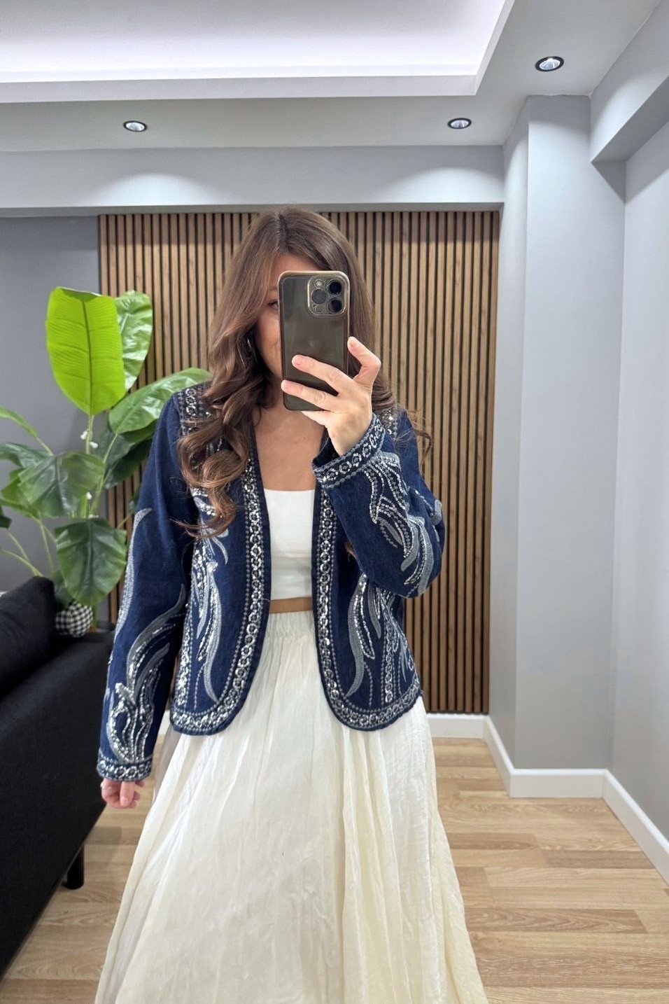CeketSierra Pul İşlemeli Denim Ceket Koyu Mavi